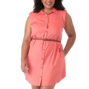 Cherokee Plus Size Belted Shirt Dress